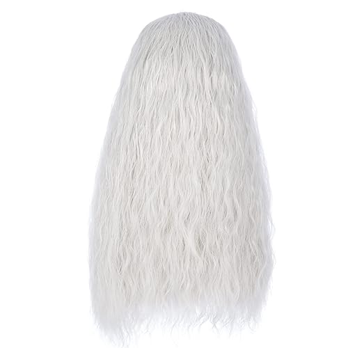 Miniatura 4 de MAN SI Pelucas y barba grises plateadas, peluca larga ondulada de mago para hombres, peluca de disfraz de Halloween