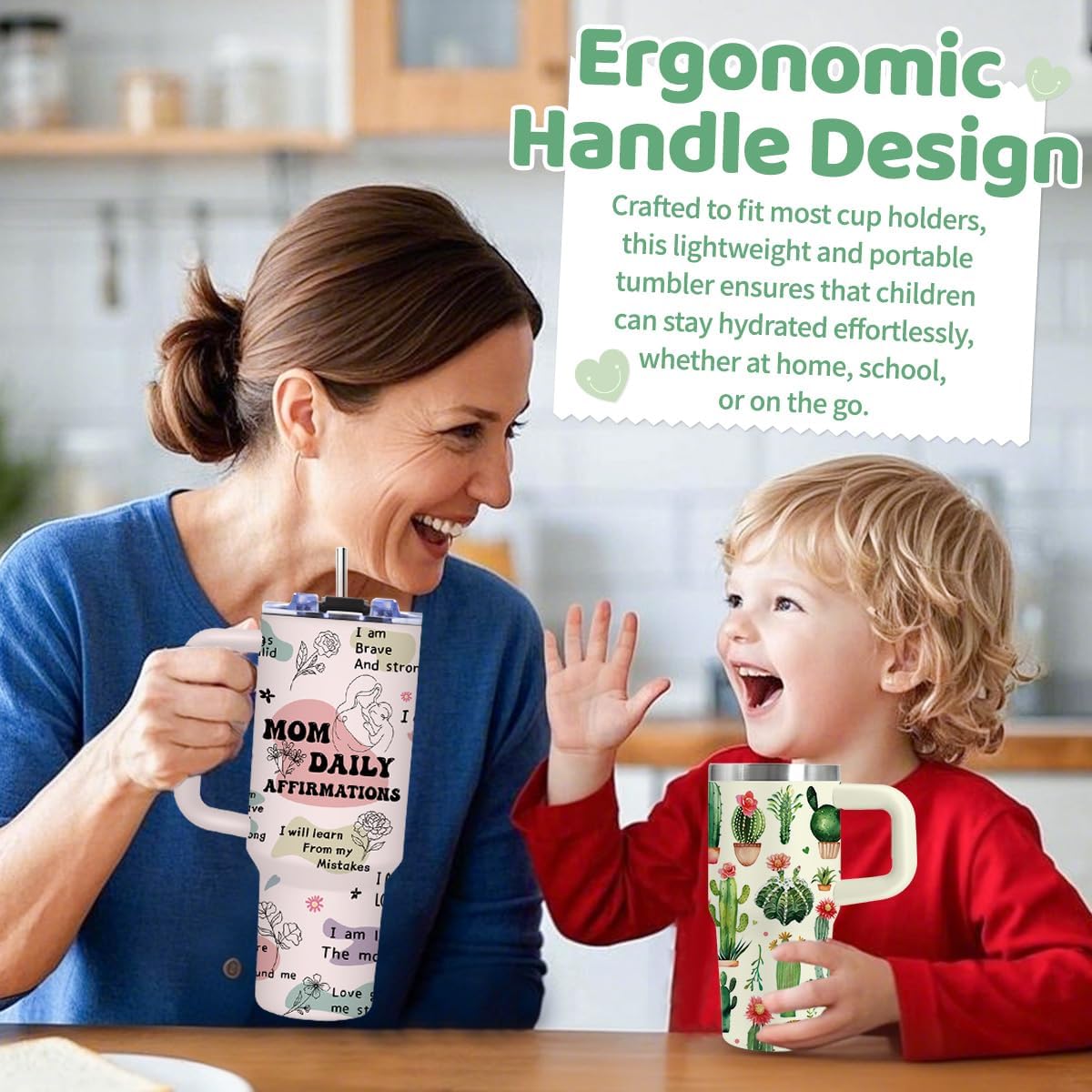 14oz Cactus Tumbler with Handle and Straw, Stainless Steel Vacuum Insulated Tumblers, Birthday Gifts for Cactus Lover, Daughter, Son, Sister - Image 6