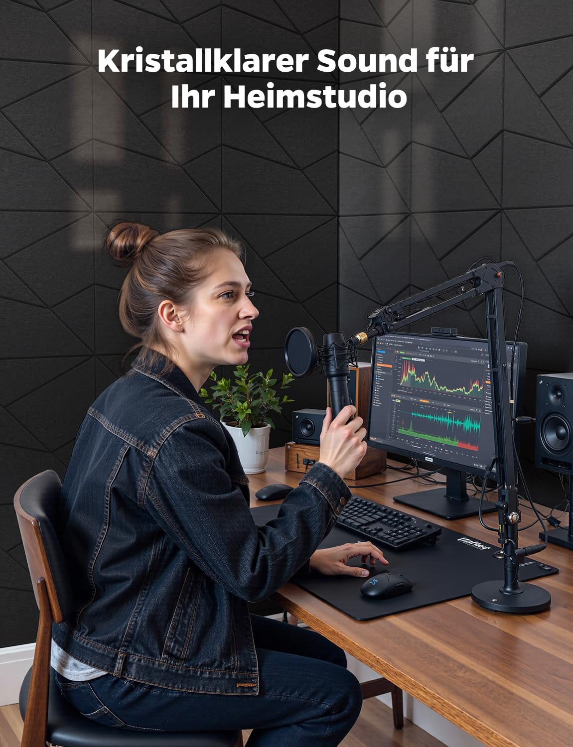 18 Stück Akustikplatten Selbstklebend, Akustik Schallabsorber Panels für Wand & Gaming Zimmer mit Liniendesign & Zuschneidbar | Acoustic Akustikplatte für Studio, Tür & Wall (Schwarz, 30x30x0,9cm)