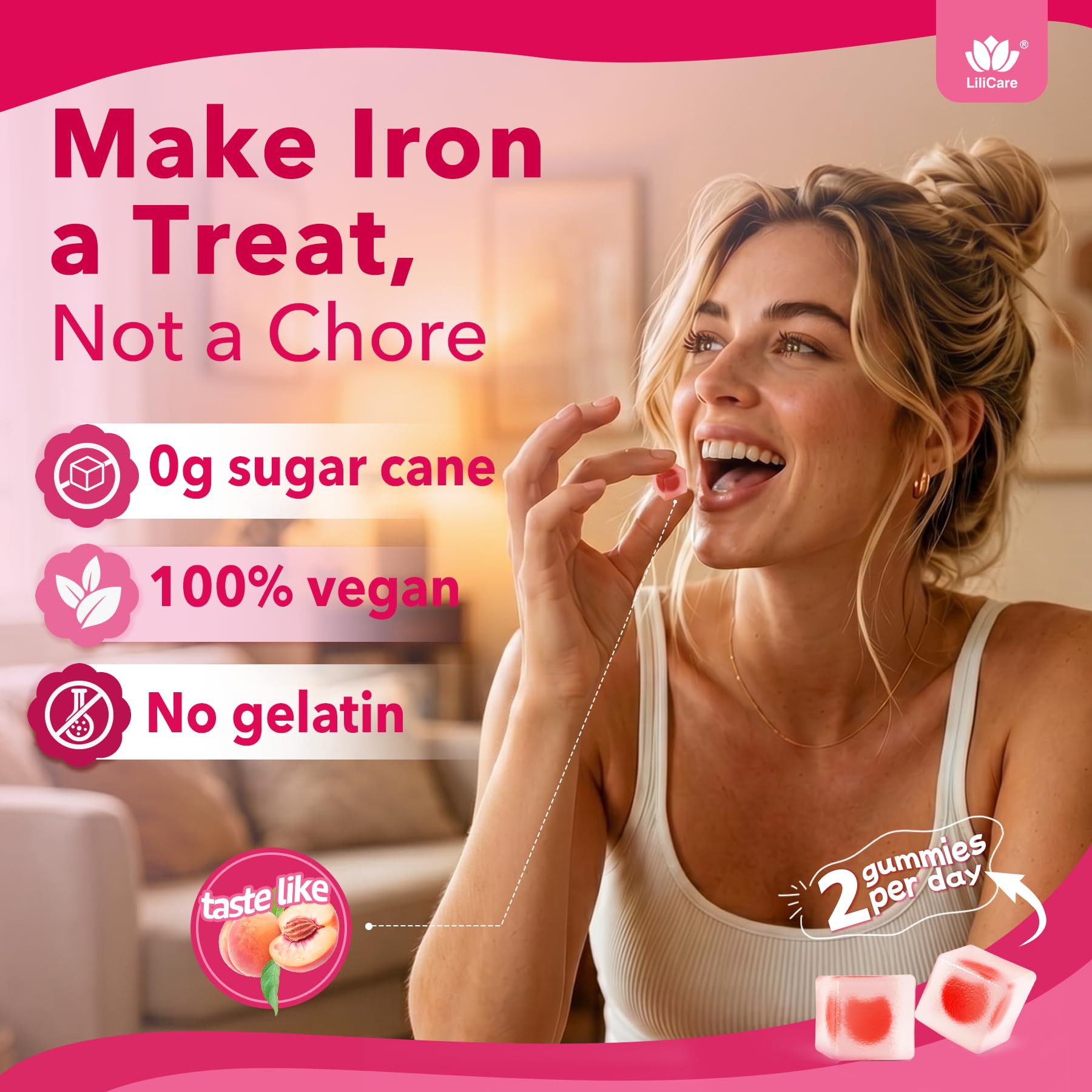 Iron Gummies for Women 25mg Increase Iron Levels, No Constipating, 60 Cts — Amazon image 6