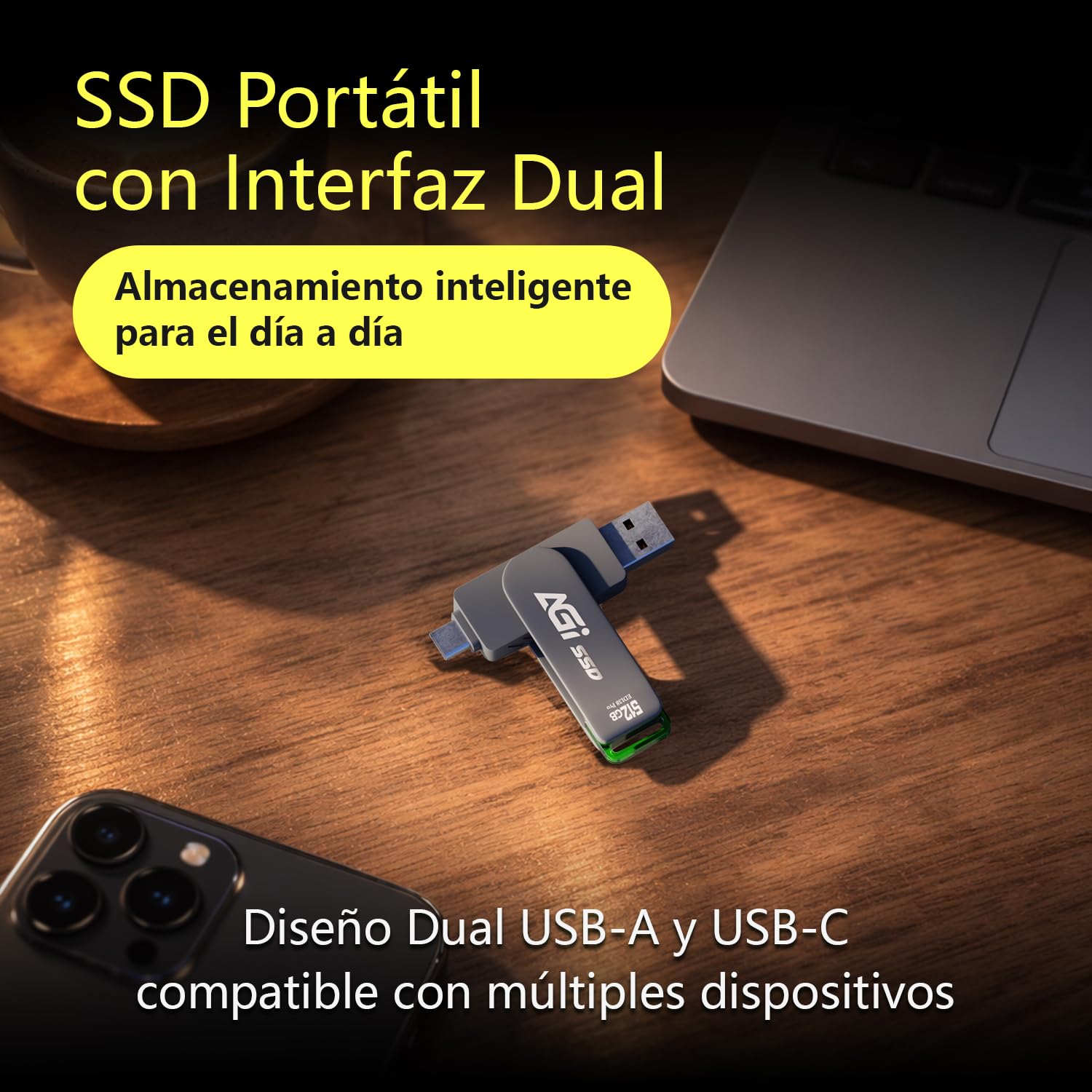 AGI ED138 Pro 512GB SSD Externo Portatil USB 3.2 Gen 2 Dual para PC Laptop