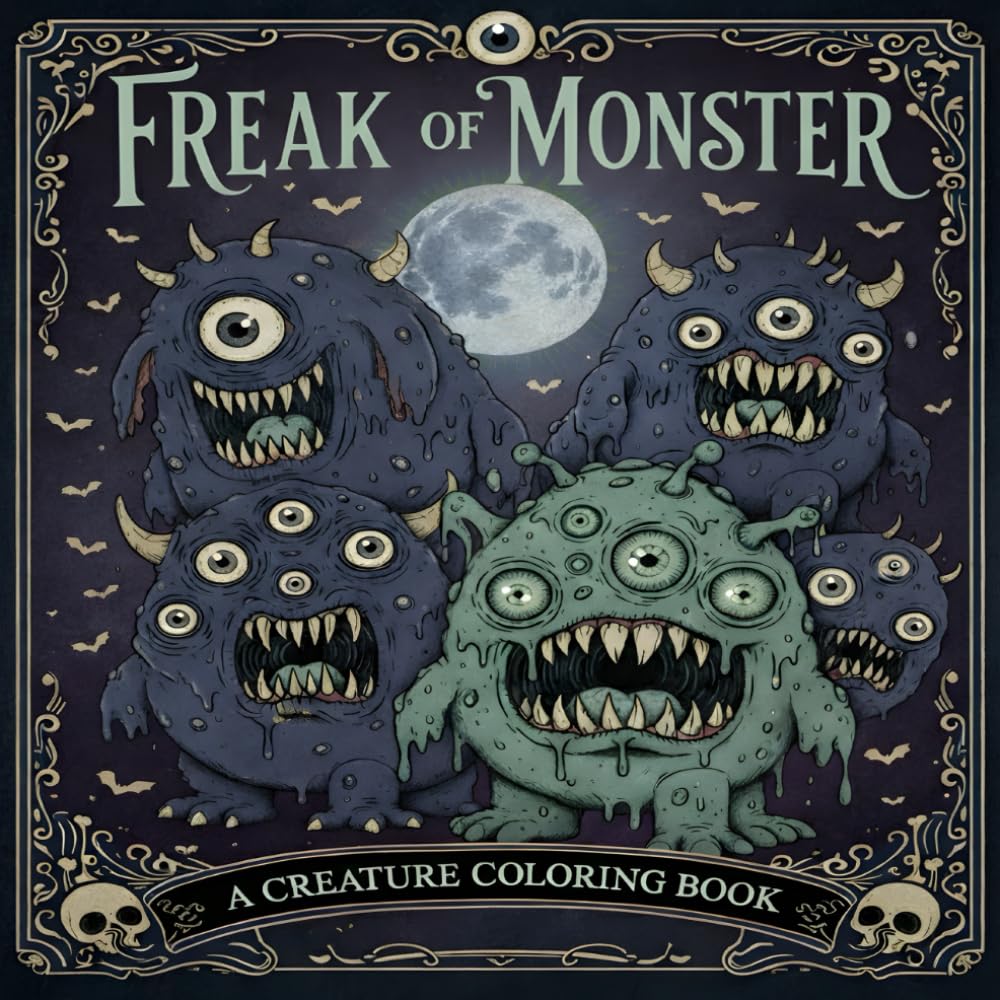 Freak of Monster Coloring Book: Horror Coloring Pages for Adults and Teens, Bold and Easy Designs Featuring Scary Monsters, Creepy Creatures, Horror Characters and More