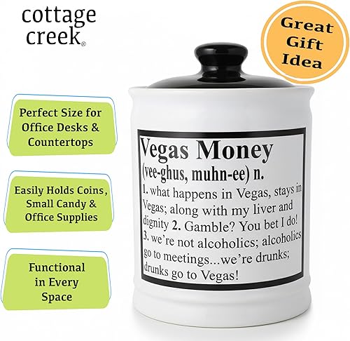 Miniatura 3 de Cottage Creek Jars Vegas Gifts - Alcancía de dinero de Las Vegas, Tarro de caramelo de Las Vegas, ranuras para juegos de azar, regalos de casino.
