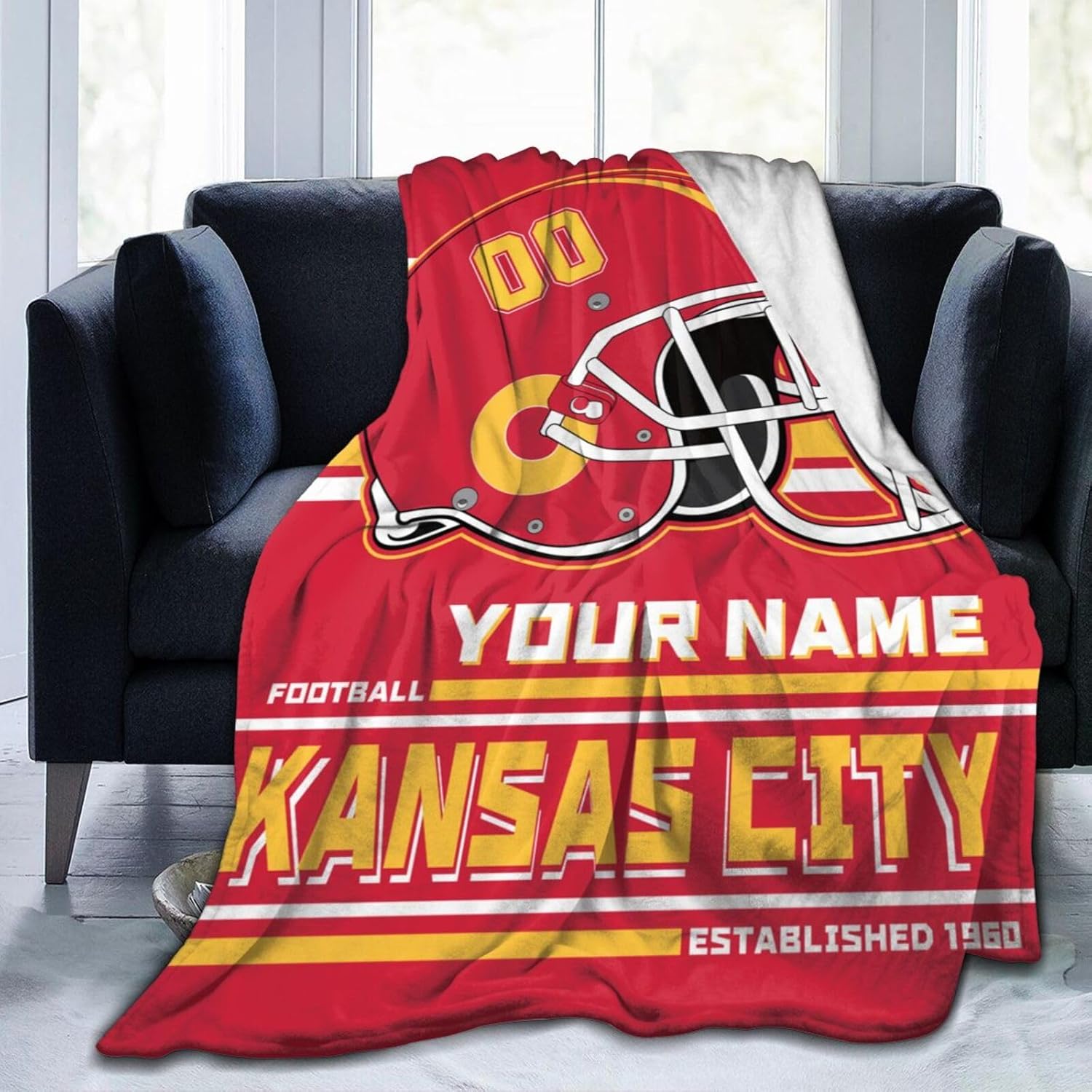 Nmdswov Kansas City Throw Blanket Custom Football Style