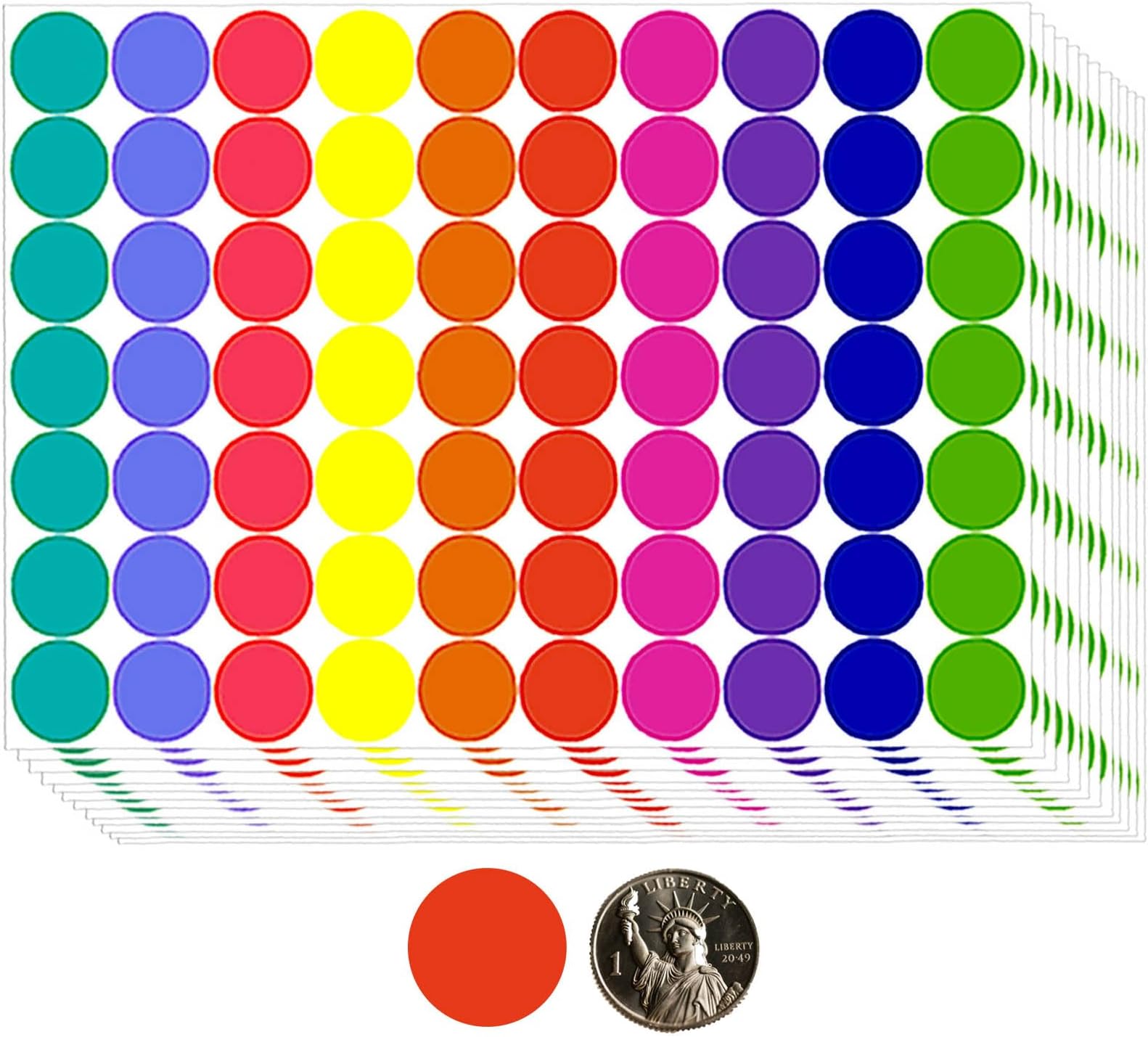 1400 PCS Colored Dot Stickers 1 Inch Round Color Coding Labels Circle Dots La...