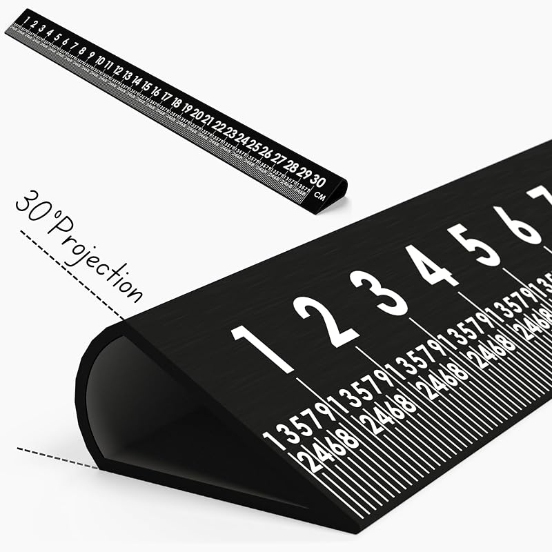 Regla de metal de precisión negra de 30° de 12 pulgadas, regla de aluminio grabada con láser de alta calidad para escuela, oficina, arquitectos, dibujantes e ingenieros (negro ónix, 12 pulgadas)