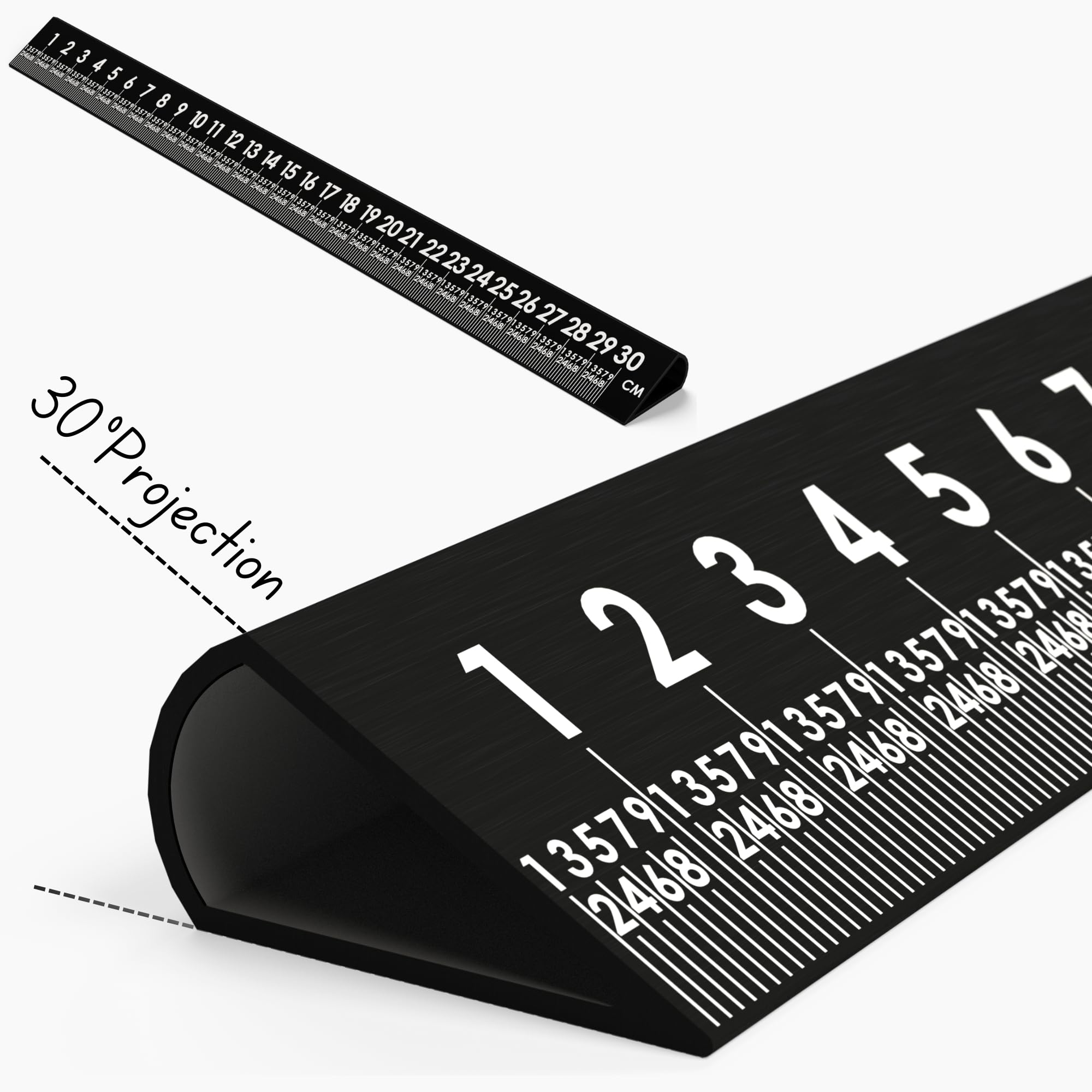 Slope Sight™ 12 Inch 30° Black Precision Metal Ruler, High-Grade Laser-Engraved Aluminum Ruler for School, Office, Architects, Draftsman, and