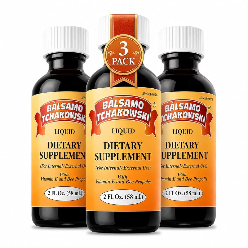 Balsamo Tchakowski Extrato líquido de própolis de abelha e vitamina E — pacote com 3 frascos de 60 mL