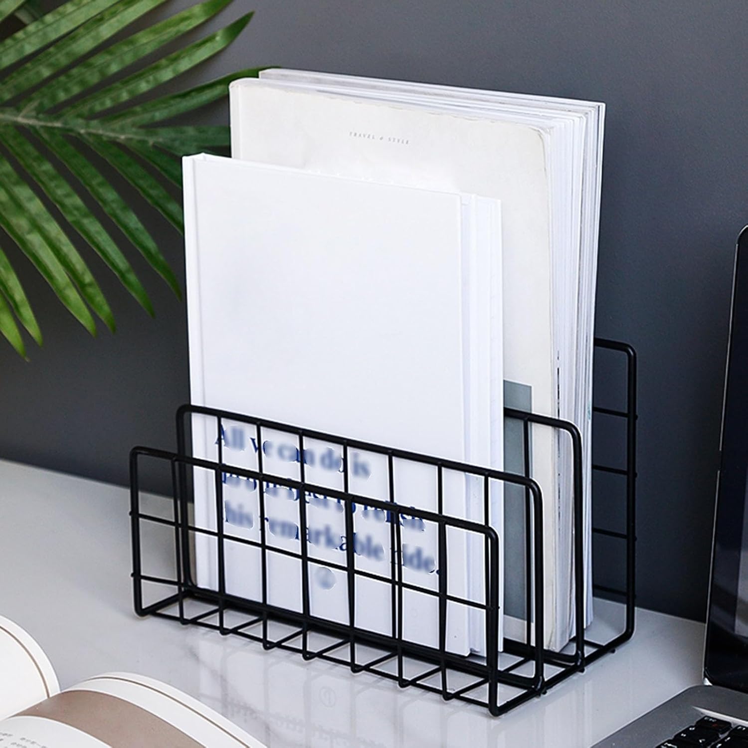 Magazine Holder Rack, Metal Wire Literature Stand for Mail, News, Catalog, Envelopes, and Books Organization, Mesh Notebook Storage Solution