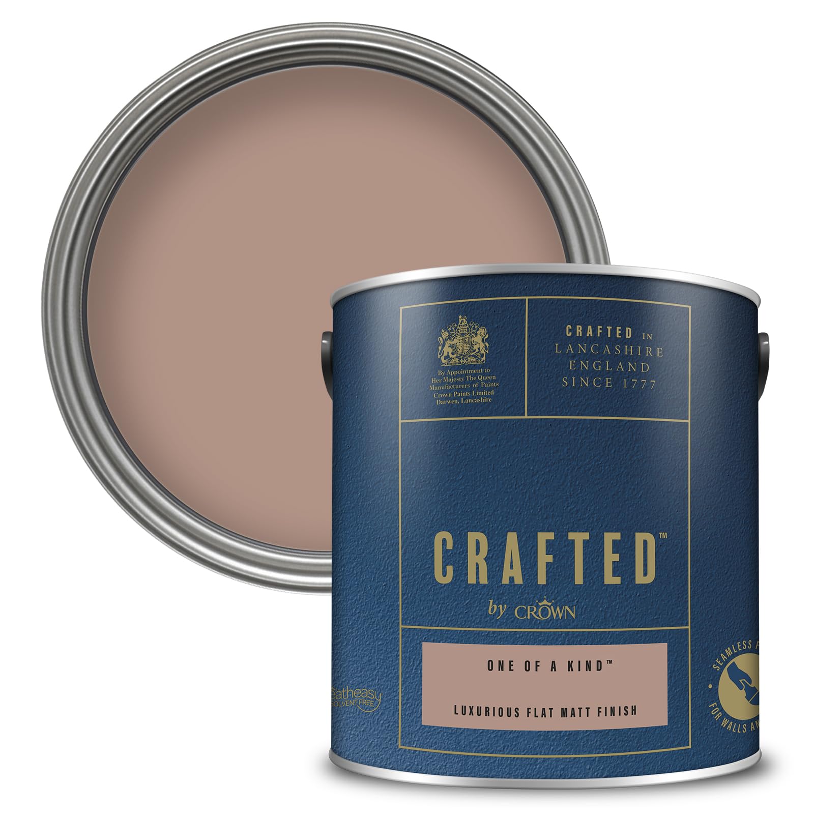 Crown PAINT CRAFTED One of a Kind Velvety Flat Matt Emulsion Paint - Use on Walls, Ceilings and Wood - Artisanal Finish, Luxurious, Thick and Creamy, Low Odour - 2.5L