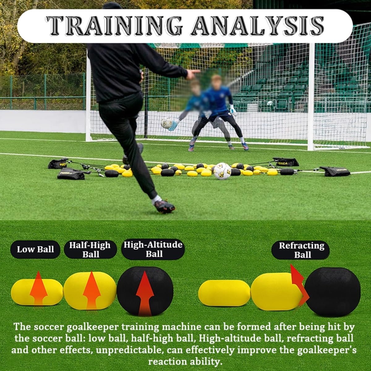 Rebote de entrenamiento de fútbol con base llena de agua | Deflector para ejercicios de reflejos y habilidades | Ayuda para entrenador y jugador de 4 m