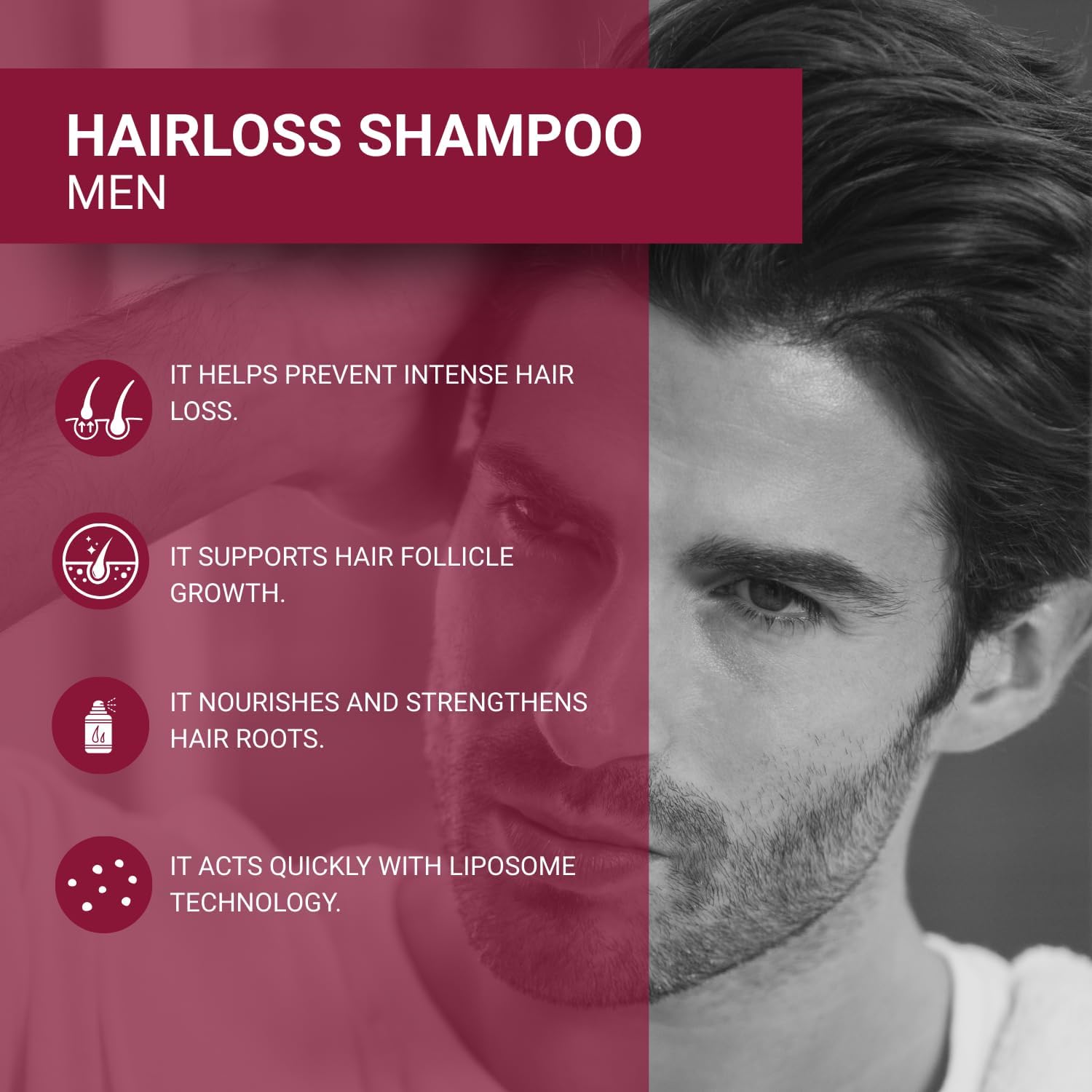 Hair Loss Shampoo Daily Care Treatment for Men &Women, Sensitive Scalp Formula Herbal Shampoo for Hair Growth, Complete Care Thickening & Nourishing Conditioner Intensive Hair Loss 300ml Red
