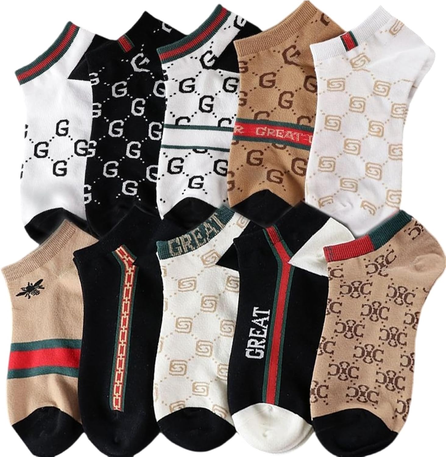 REPALY Men's Athletic Cushioned Low Cut Sport Socks, Dress Cool Casual Invisible Liner Ankle Socks(Color Mixing2,10pairs)