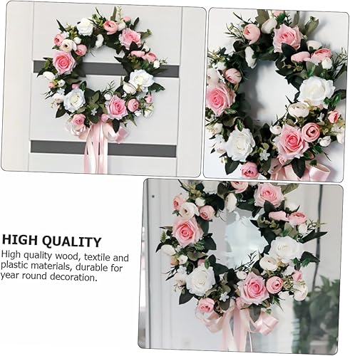 Miniatura 4 de NOLITOY Artificial Rose Wreath Wall Hanging Fashion Rose Ring Decor for Home Wedding
