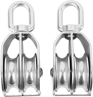 Wnvivi 2Pcs M50 Lifting Double Pulley Block,400KG Loading Double Sheave Fixed Pulley,Stainless Steel Roller Pulley for Wire Rope Crane