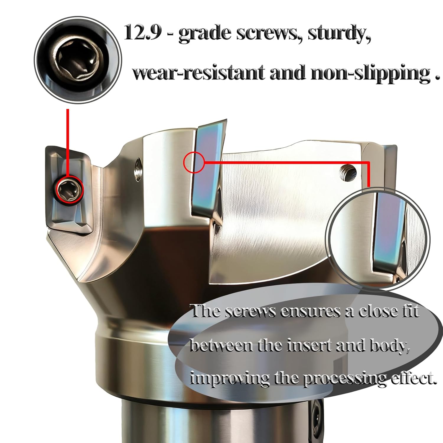 Tools R8 Shank Indexable 2" End Mill, 2" Diameter 90 Degree High Speed Milling Cutter with Replaceable Carbide Insert for Steel Cutting （R8-2" 1SET + 4PCS Insert）
