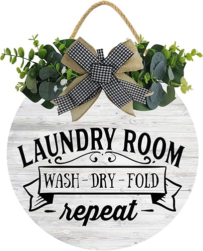 KPSheng Arte de pared vintage para cuarto de servicio, impresiones rústicas de normas de lavandería enmarcadas, decoración de pared de cuarto de