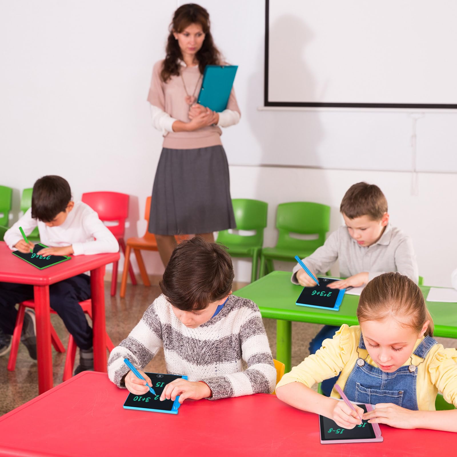 Zhehao 42 mini tavolette da scrittura LCD per bambini, 11,4 cm, elettroniche, riutilizzabili, per scarabocchiare, tappetino da disegno cancellabile, strumenti educativi per bambini e bambine