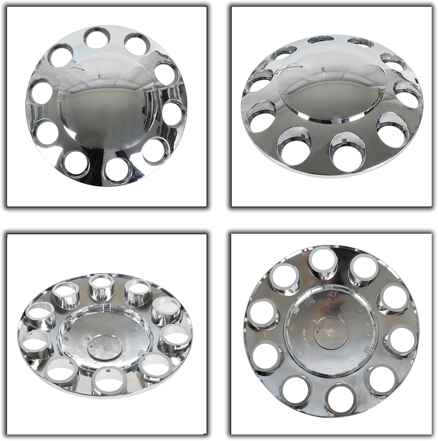 munirater 6PCS Semi Truck Hub Cover Wheel Axle Cover Center Caps Front and Rear Screw-on w/33mm Lug Nut Covers Chrome