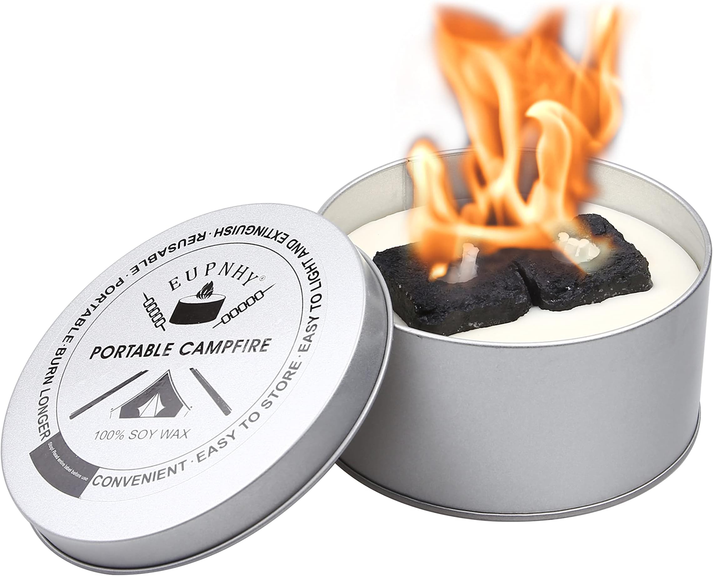 EUPNHY Portable Campfire | Portable Fire Pit | Smores Maker | Lightweight and Portable | 3-5 Hours of Burn Time | Convenient-No Wood-No Embers-No Hassle | Great Gifts for Picnics, Camping and More.