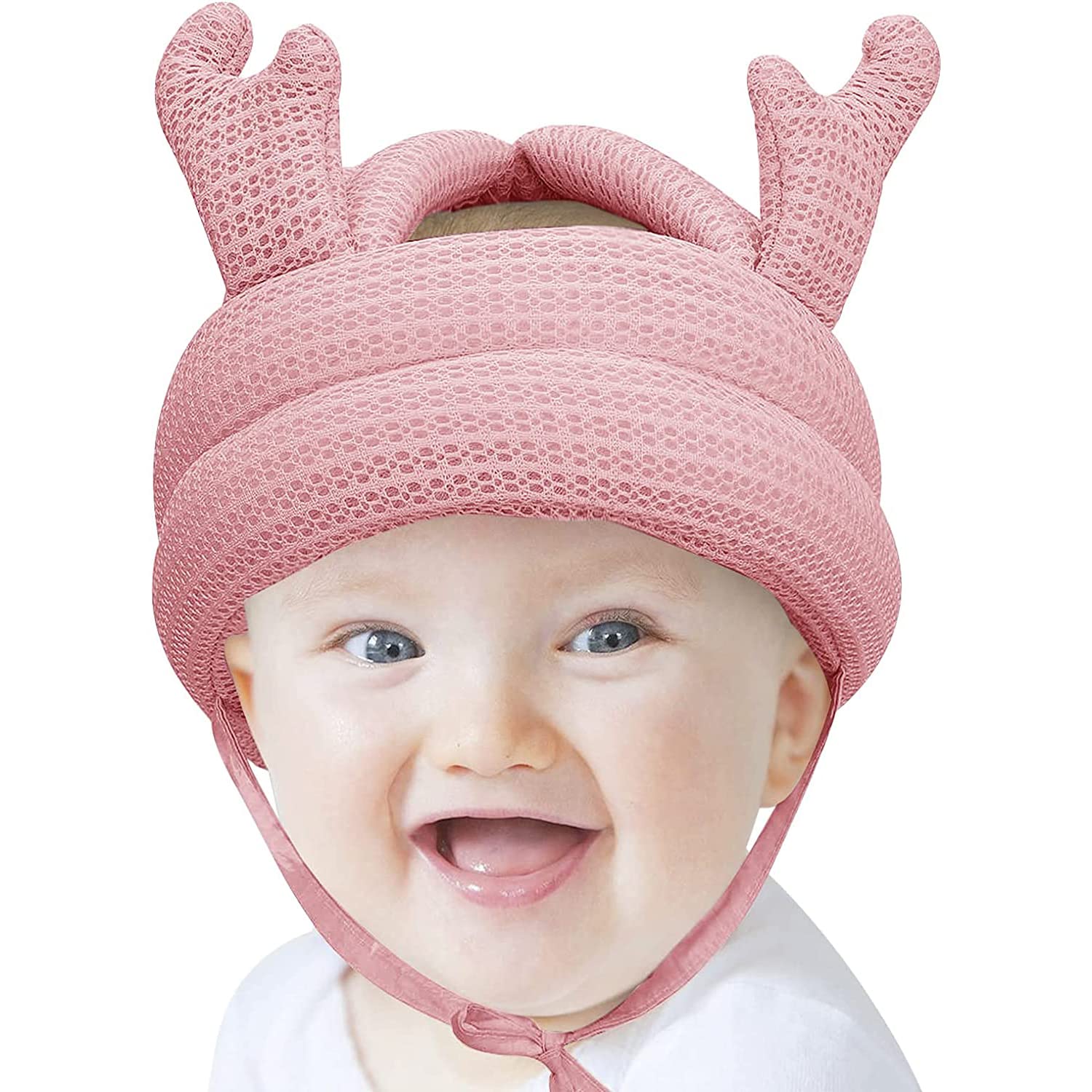 TAME Baby Safety Helmet Head Protector, Infant Toddler No Bumps Safety Helmet Head Cushion Bumper Bonnet with Padding, Adjustable Protective Cap Infant Baby Safety Headguard (Pink)