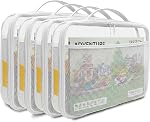 Holay 4 Boîtes PVC Ensemble de blocs zippés, Jouet, Argile, Boîte de rangement de jeu de société (nom de l'étiquette, poche manuelle) (noir, grand)