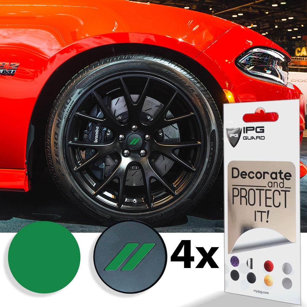 IPG Compatible for Dodge Charger Challenger Durango Wheel Center Cap Decal Sticker Wrap Kit Personalize Your Vehicle (Inner Logo, Green)