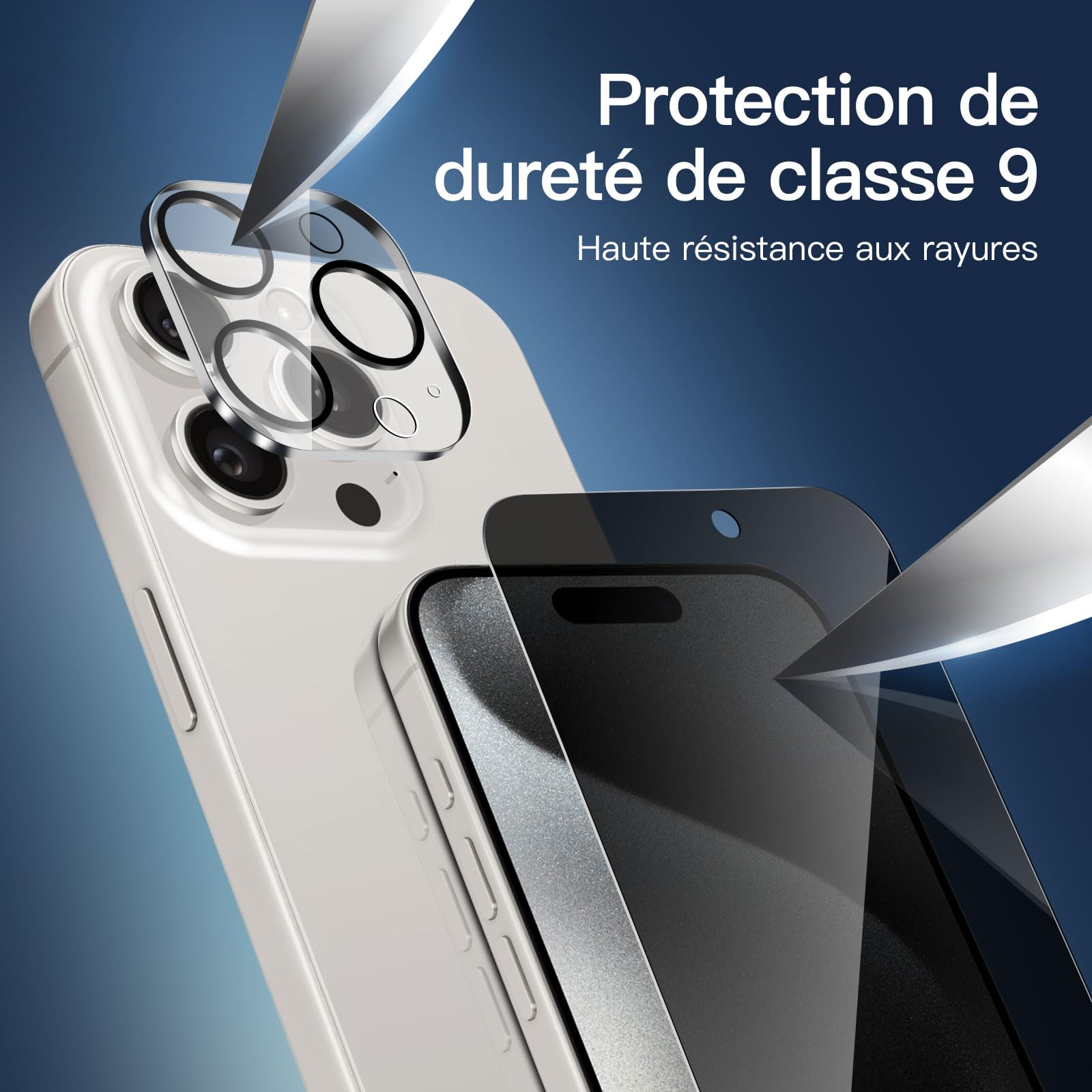 NEW'C Kit De 4, 2 X Verre Trempé Anti-Espion Pour IPhone 15
