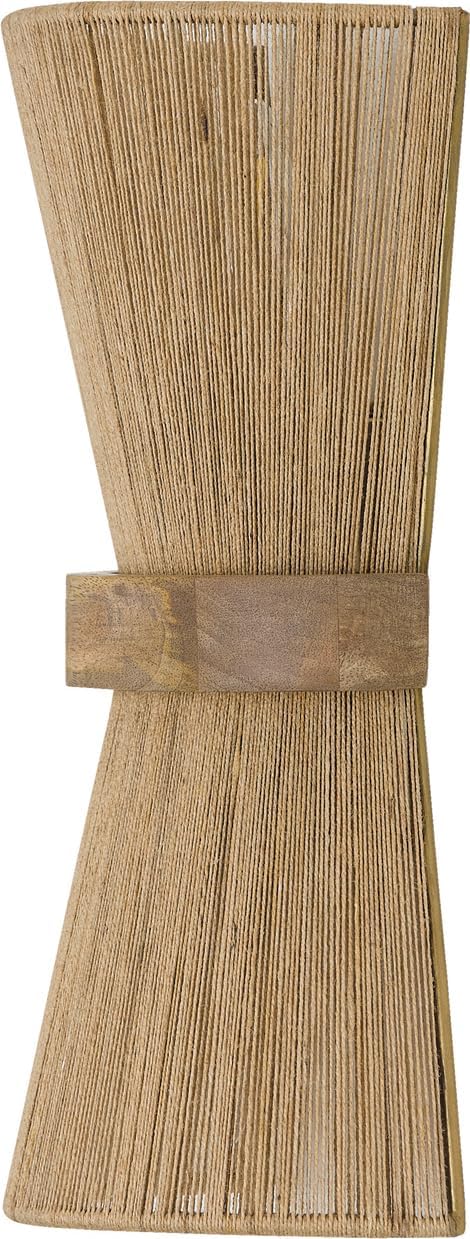 Capital Lighting 652821MA Maya Modern Mango Wood and Hand-Wrapped Natural Jute Rope Wall Sconce, 2-Light 120 Total Watts, 16" H x 9" W, Matte Brass