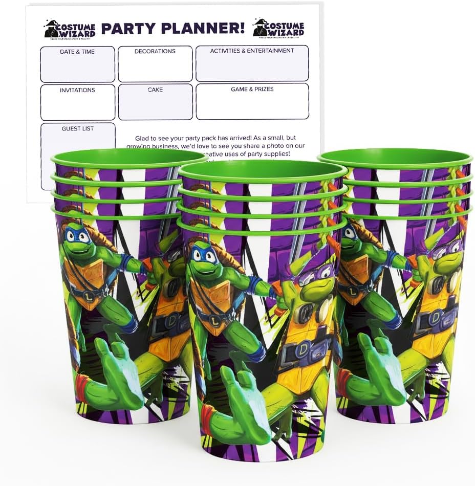 Unique Teenage Mutant Ninja Turtles TMNT 12 Pack 16 oz Plastic Reusable Favor Cups – Birthday Party Supplies, Goodie Bag Favors, Kids’ Drinkware & Take-Home Gifts