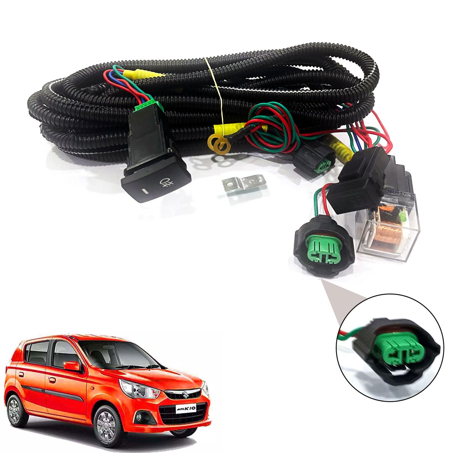 auto pearl fog light harness led indicator harness wiring socket switch kit 12v/40a relay for alto k10 2014-2020
