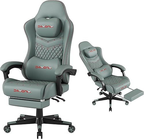 Silla de juegos, silla ergonómica para juegos de computadora, soporte de carga de 400 libras, reposapiés retráctil, soporte de cintura, respaldo