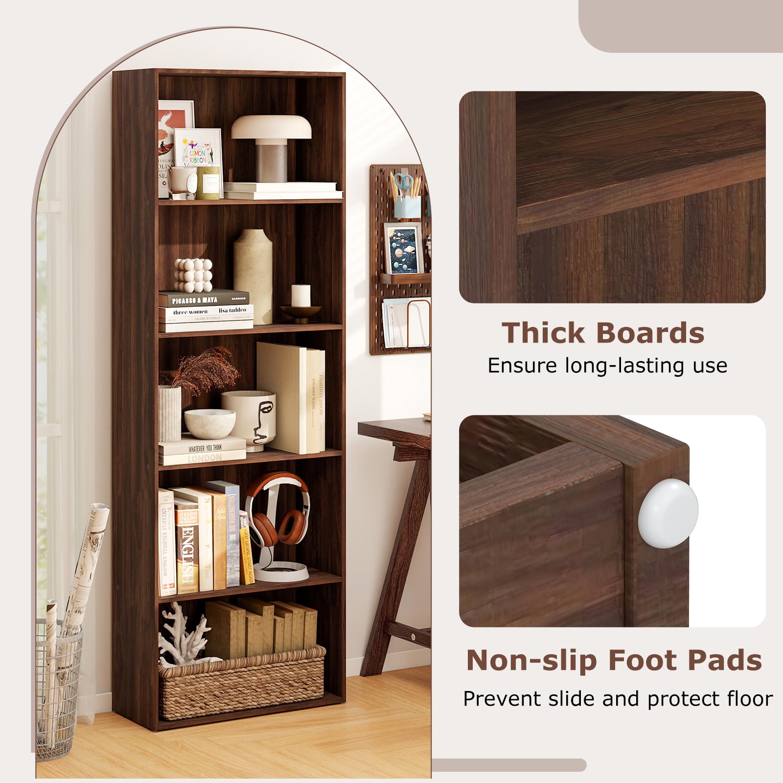 Amazon.com: IFANNY 5 Shelf Bookcase, Tall Bookshelves and