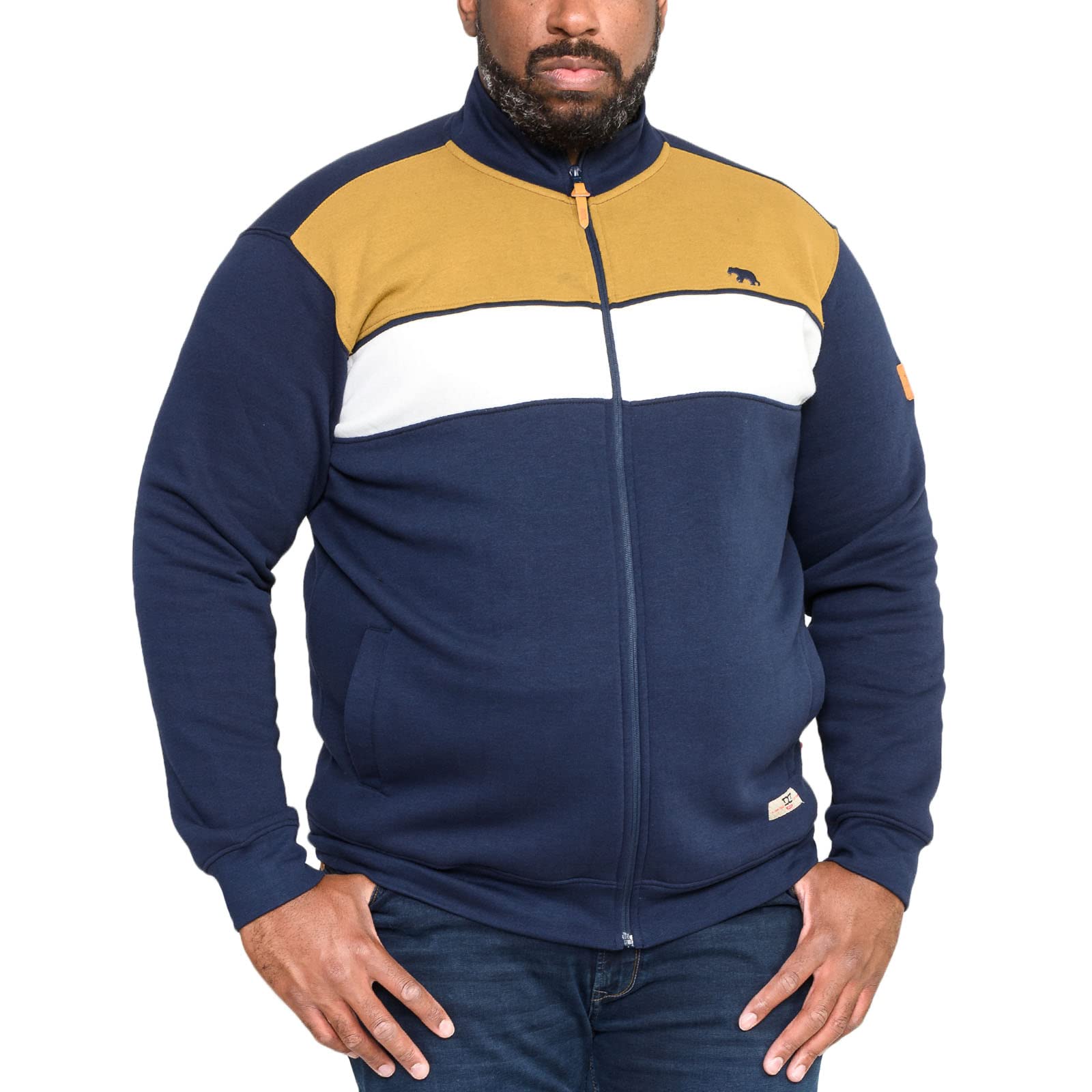 D555 Men's Plus Size Cut & Sew Half Zip Sweat Shirt in Navy 4XL