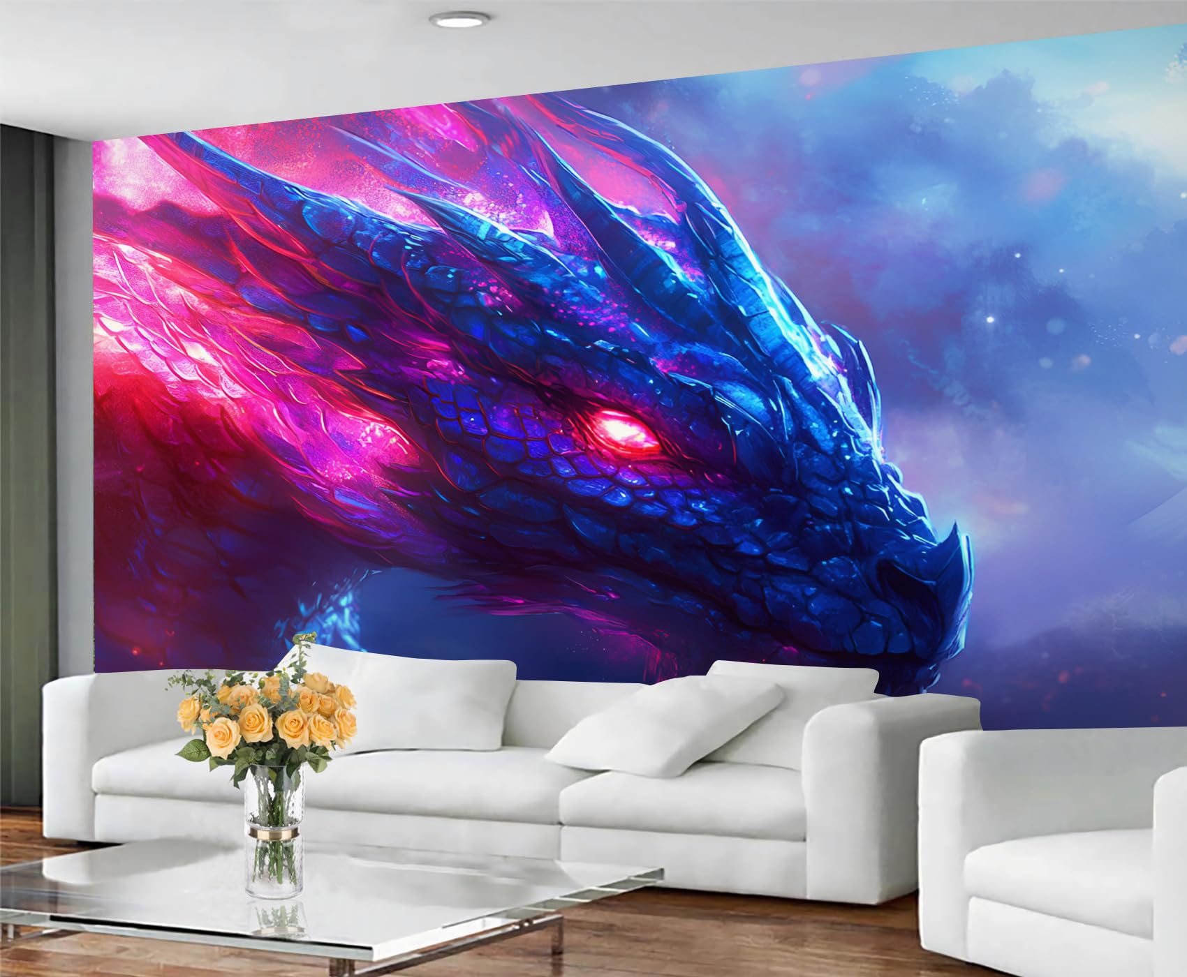 GIVLWF Wallpaper - Dragon Mural & Home Decor, Fantasy Dragon Bedroom Wallpaper, Western Animals Wall Paper for Living Room, Large Mural, Not Self Adhesive
