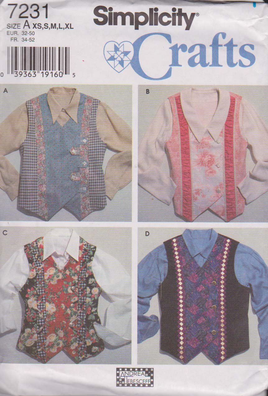 Patrons Simplicity 7231 : l'art du gilet doublé à double boutonnage haut de gamme