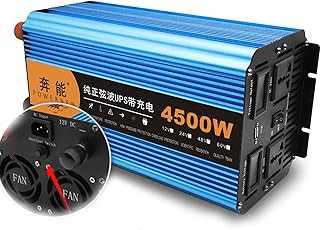 Power Inverter UPS z ładowaniem inwerter sinusoidalny 2200W 2600W 4000W 4500W 5000W 6000W 8000W 9000W 12V/24V DC do 220V AC 2AC Gniazda Inwerter samochodowy z jednym portem USB,12V-4500W