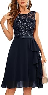 Dress with Ruffle Hem Cocktail Dress Women's Elegant for Wedding Evening...