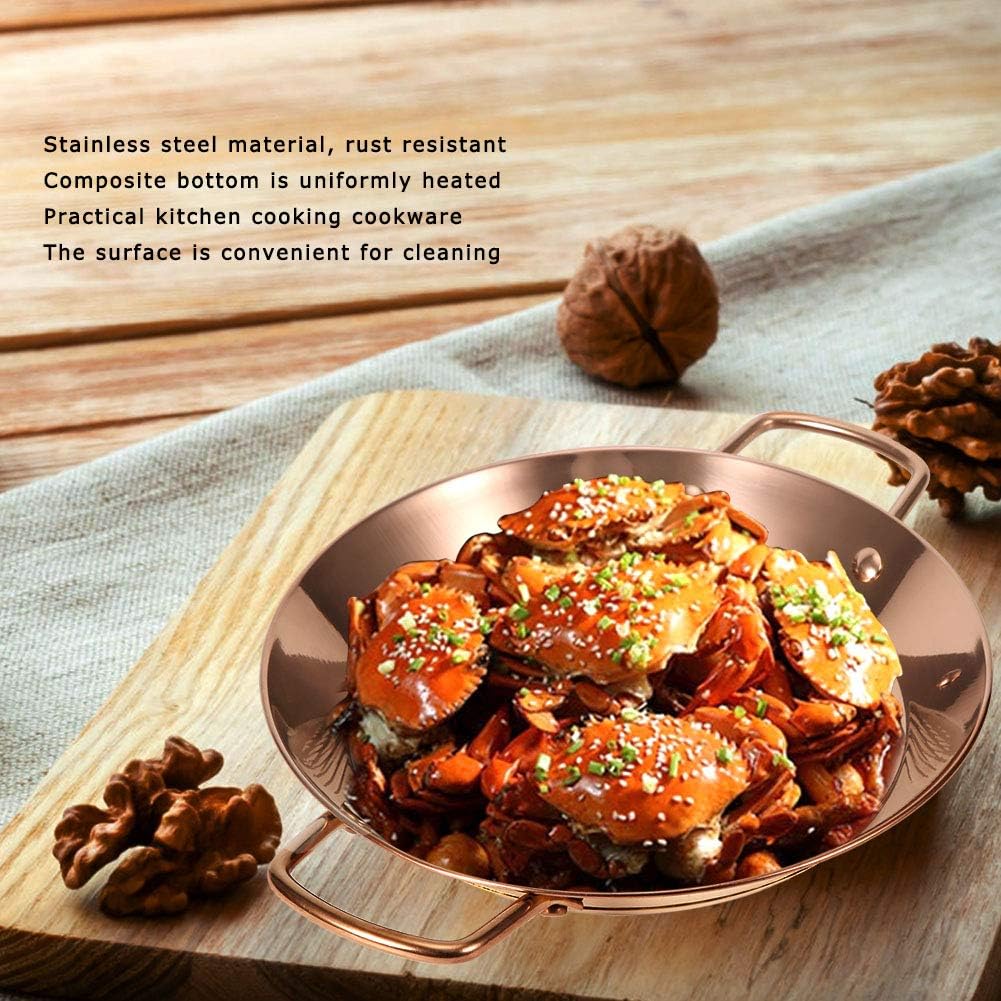 Stainless Steel Pot Seafood Tray | Double Handle Kitchen Cooking Tool | 26cm Inner Diameter for Seafood/Soup/Stir - Fry | Induction & Gas Stove Compatible