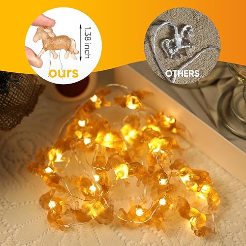 Miniatura 4 de Guirnalda de luces de animales de caballo, decoración temática de poni vaquero, luz 3D de 10 pies, 24 LED con 8 modos de flash, control remoto para