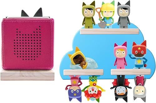 Estante flotante magnético para Toniebox MP3 reproductor de audio, juego de estantes de pared de madera para Toniebox, estación de carga y figuras