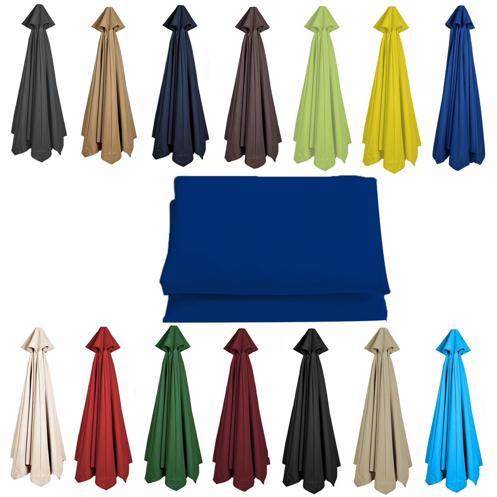 CMJYMX 200CM 2.7M 300CM Umbrella Replacement Parasol Canopy, UV50+, Waterproof, 6/8 Ribs Sun Umbrella Replacement Cloth Garden Canopy Cover Replacement Cover(Color:Royal blue,Size:8 ribs-3m(9.8ft))
