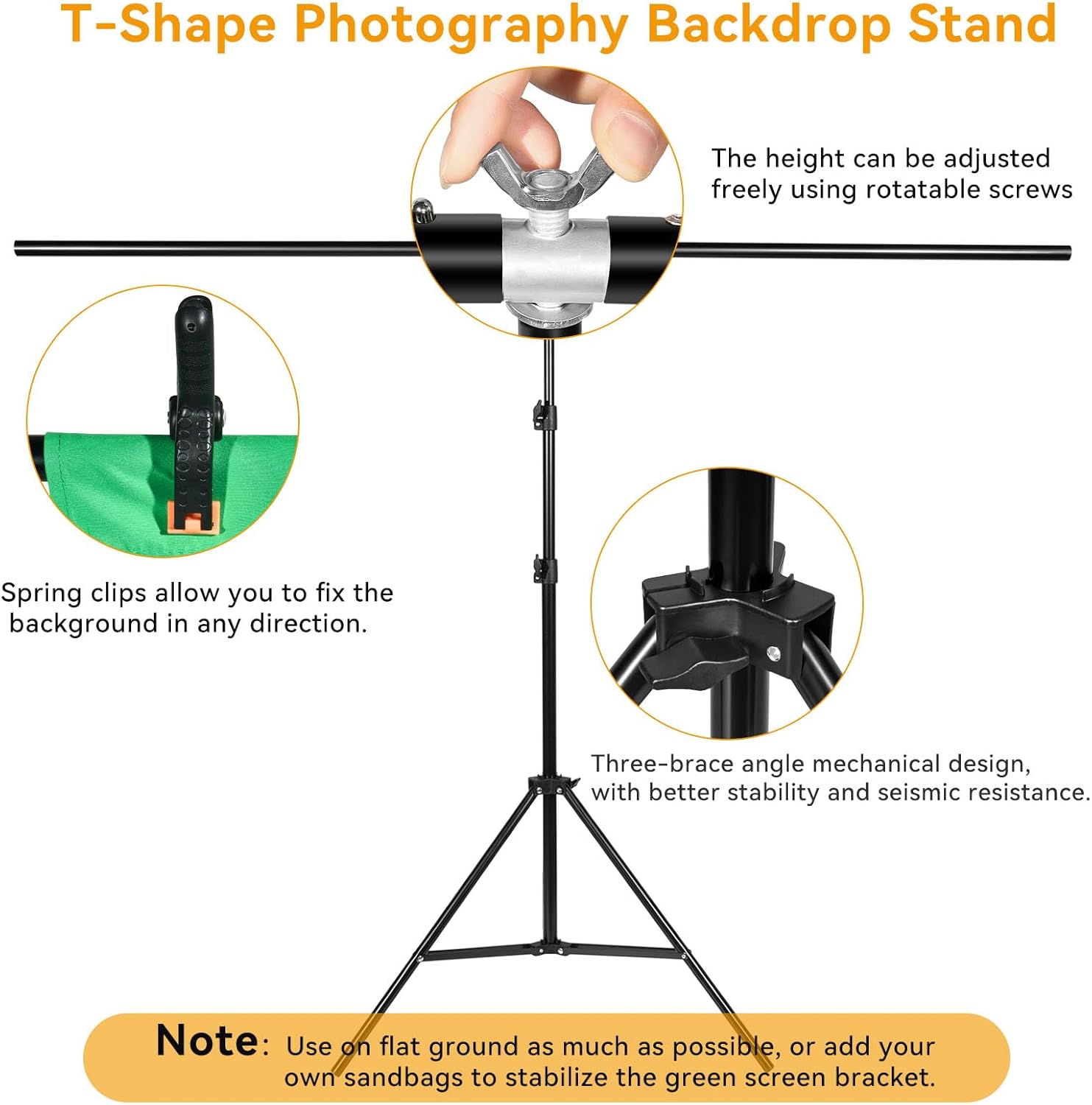 Green Screen Backdrop Kit 6.5x5 ft Portable Chroma Key Background with T-Shaped Stand, 5 Spring Clamps & Carrying Bag – for Zoom, YouTube, TikTok, Gaming, Streaming, Photography (Green)