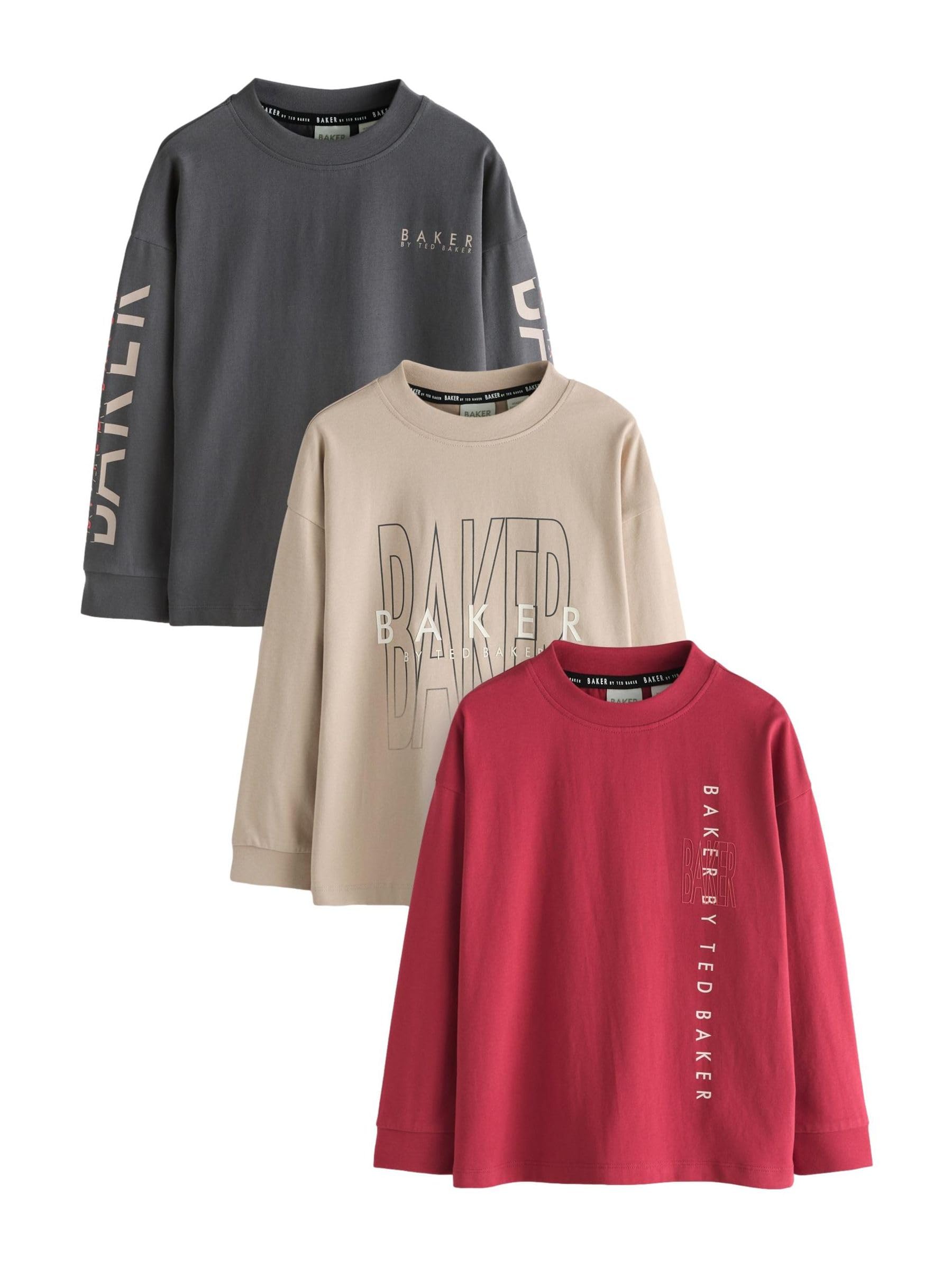 Niños Pack de 3 Camisetas de Manga Larga con gráfico