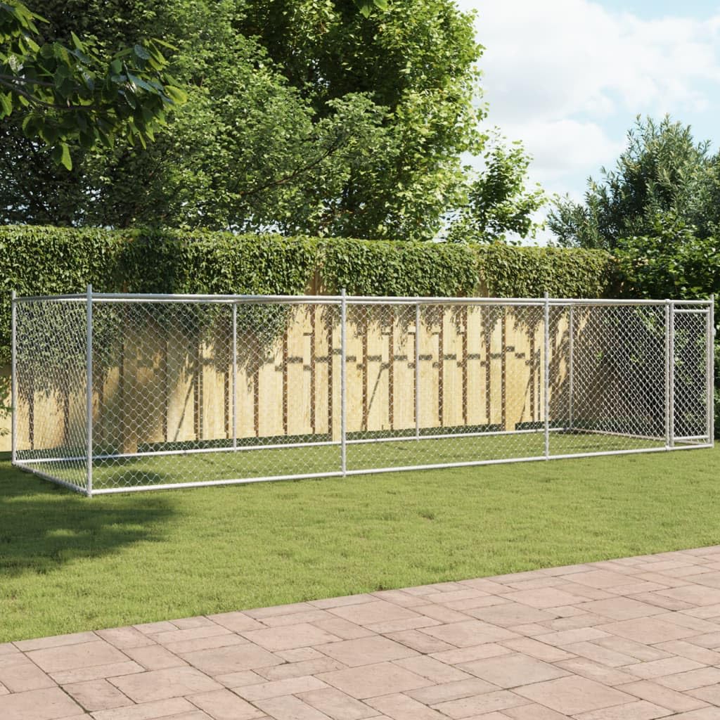 Käfig für Hunde, grau, 6 x 2 x 1,5 m, verzinkter Stahl