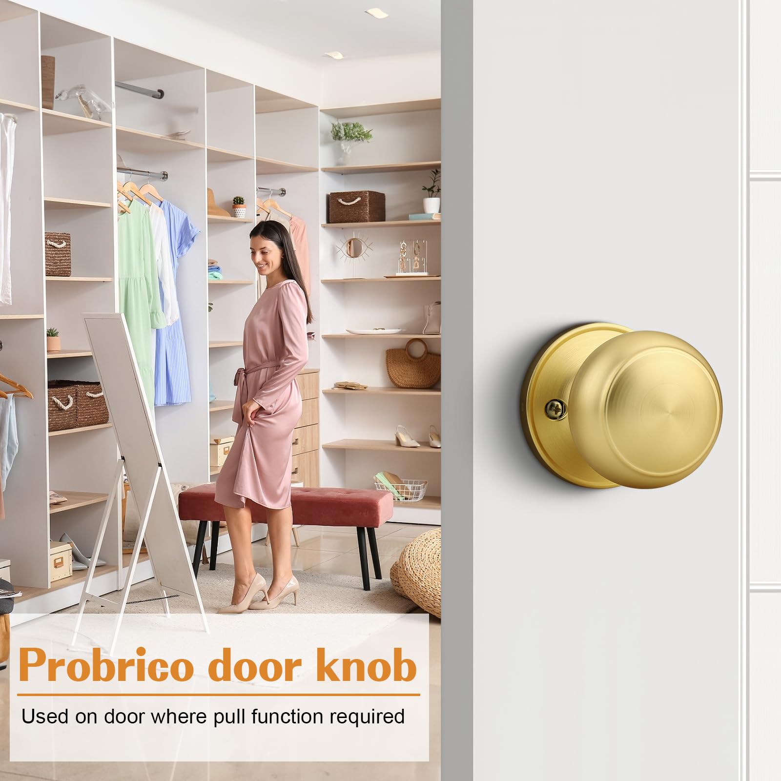 Probrico Gold Dummy Door Knobs - 2 Pack -2