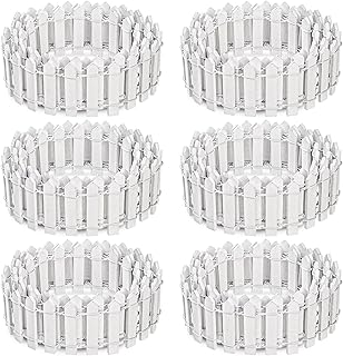 Elsjoy 6 Pieces 35 Inches (Total 210") Miniature Fairy Garden Fence, Decorative Wood Picket Fence Mini White Garden Fence for Crafts, DIY Project