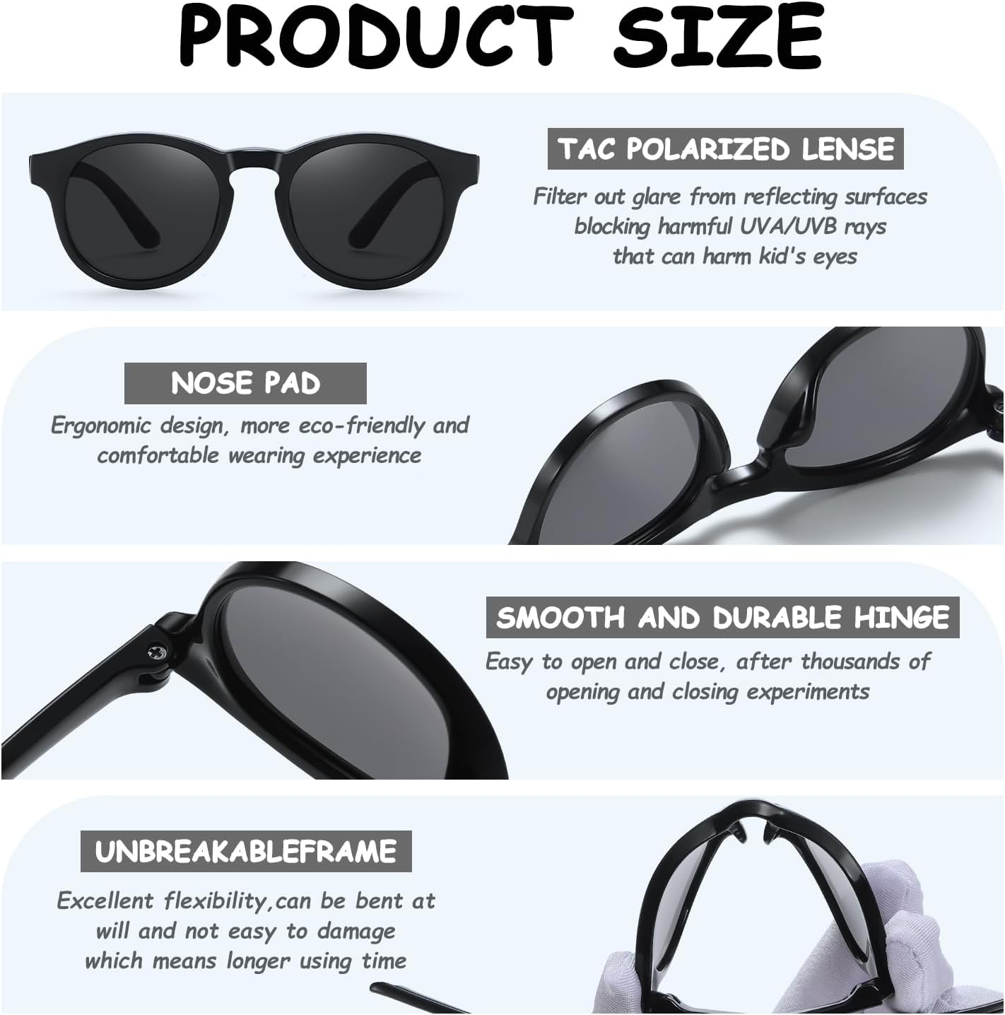 DUCO Bendable Polarized Baby Sunglasses with Strap for Newborn Toddler Infant Girl Boy Age 0-24 Months Round S8308