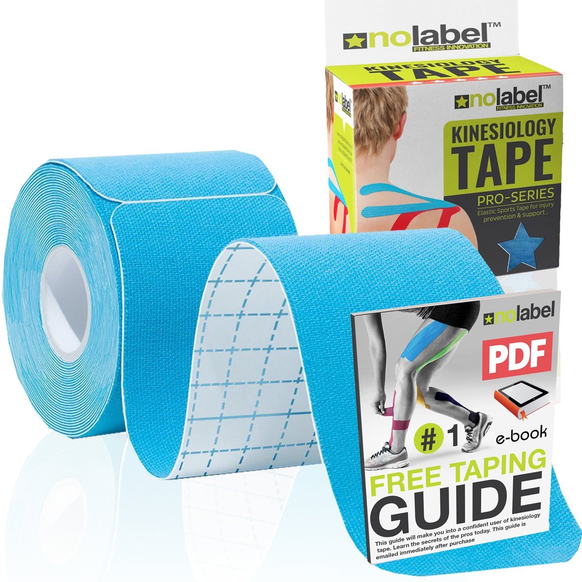 Buy NO LABEL Blue Pre Cut Kinesiology Tape 5m Roll PreCut Blue Body