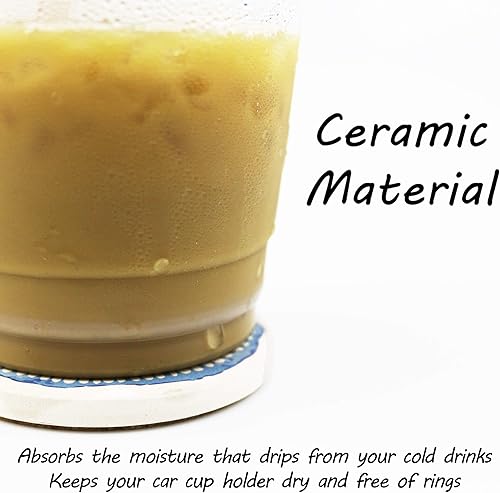 Miniatura 3 de AD Juego de 6 posavasos redondos absorbentes de cerámica con muesca de dedo para una fácil extracción, base de corcho para accesorios de portavasos